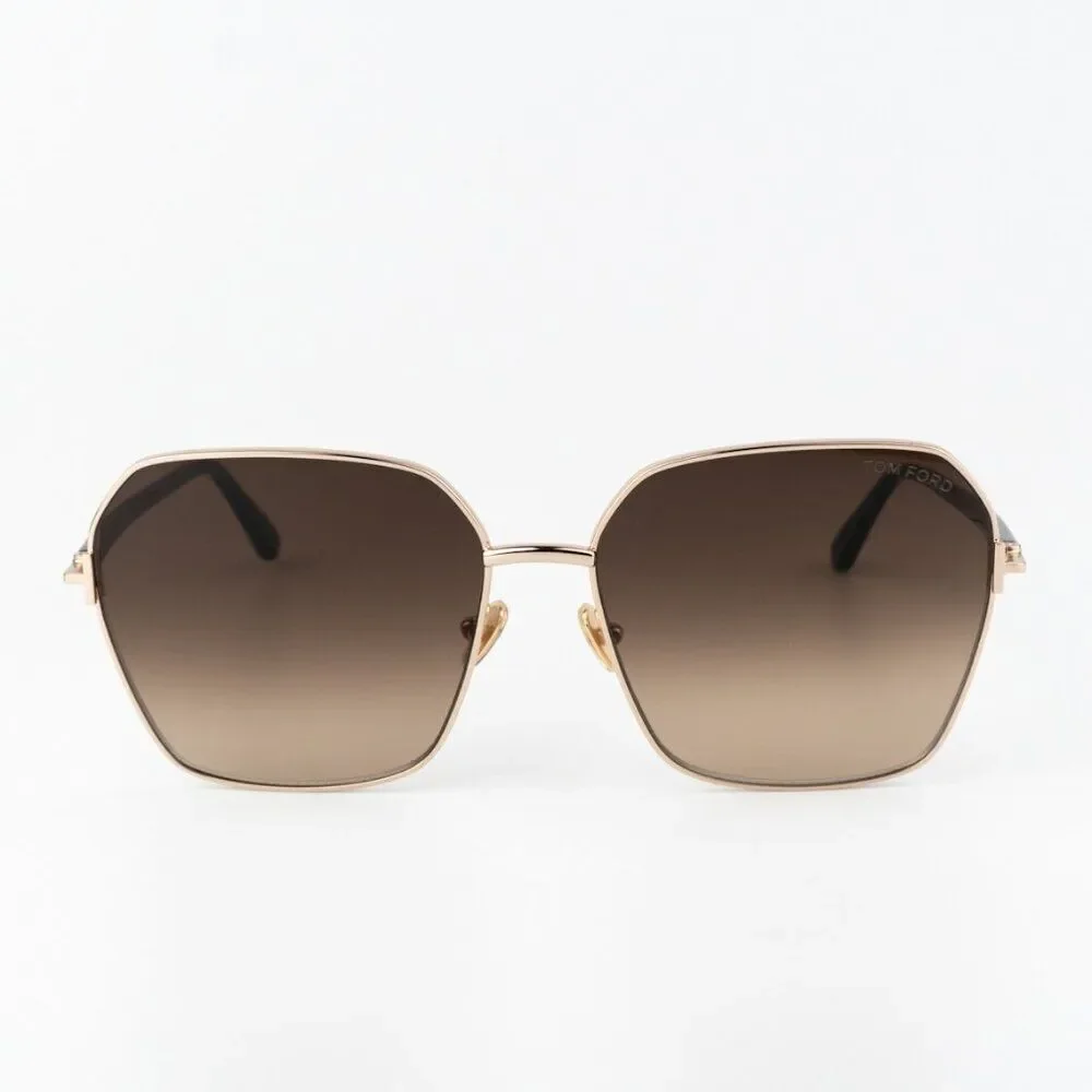 Tom Ford CLAUDIA-02 Women Sunglasses Gold Brown Gradient Square FT0839 52F NEW